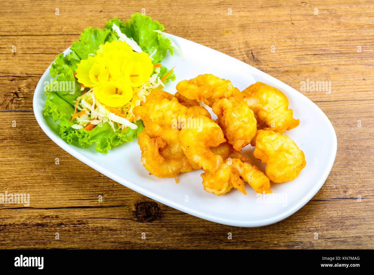 Squid tempura Asian style cuisine on wood background Stock Photo Alamy