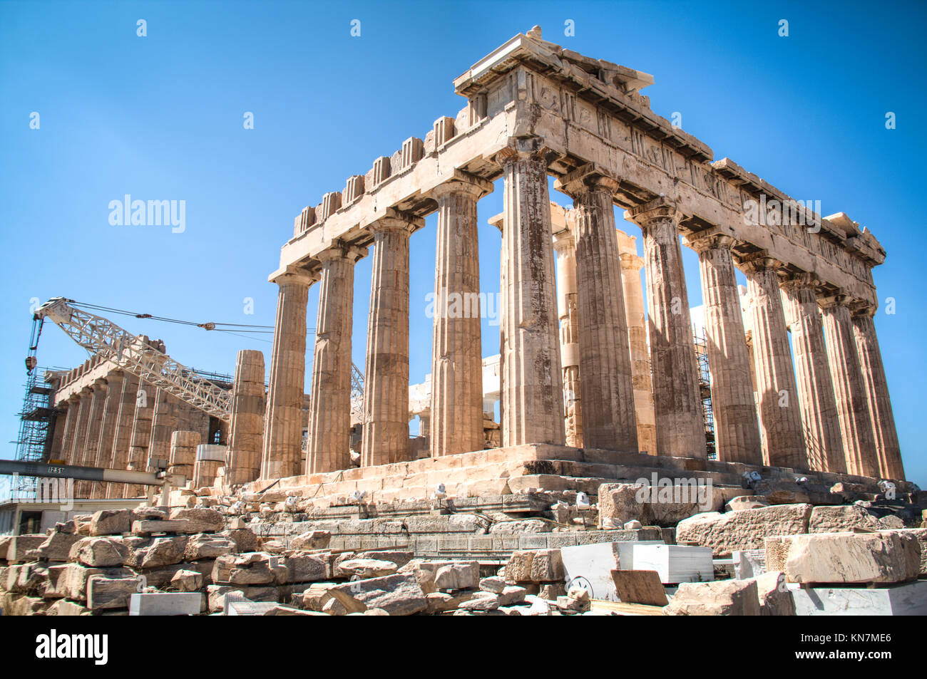 The Parthenon or temple of Athena on the Acropolis in Athens, the ...