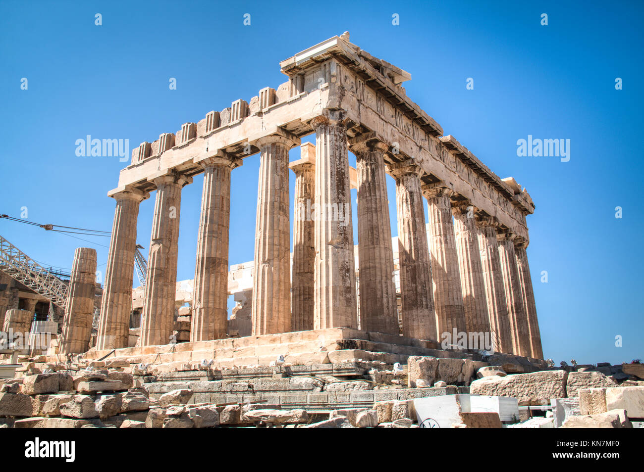 The Parthenon or temple of Athena on the Acropolis in Athens, the ...