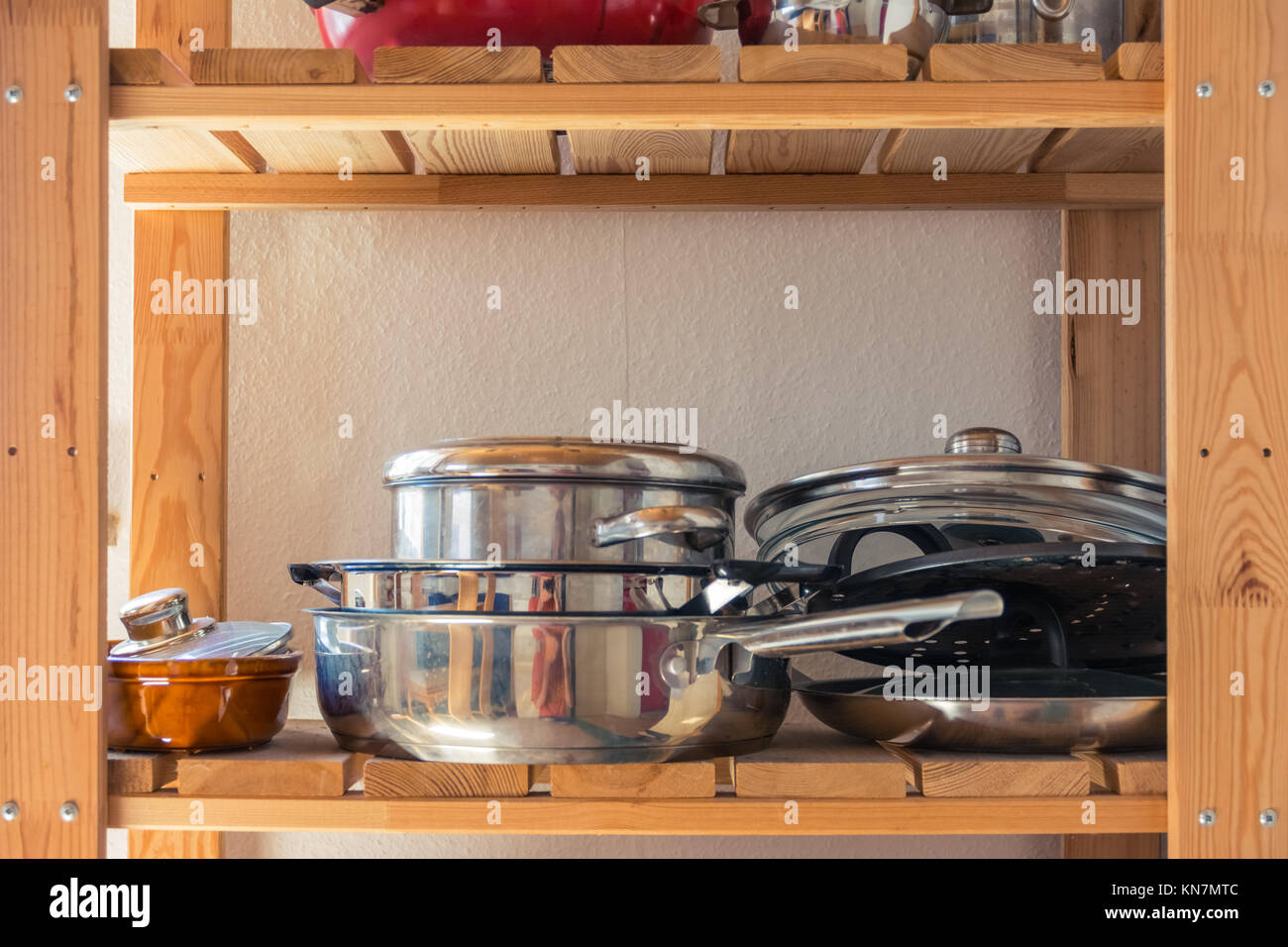 wooden kitchen pots and pans