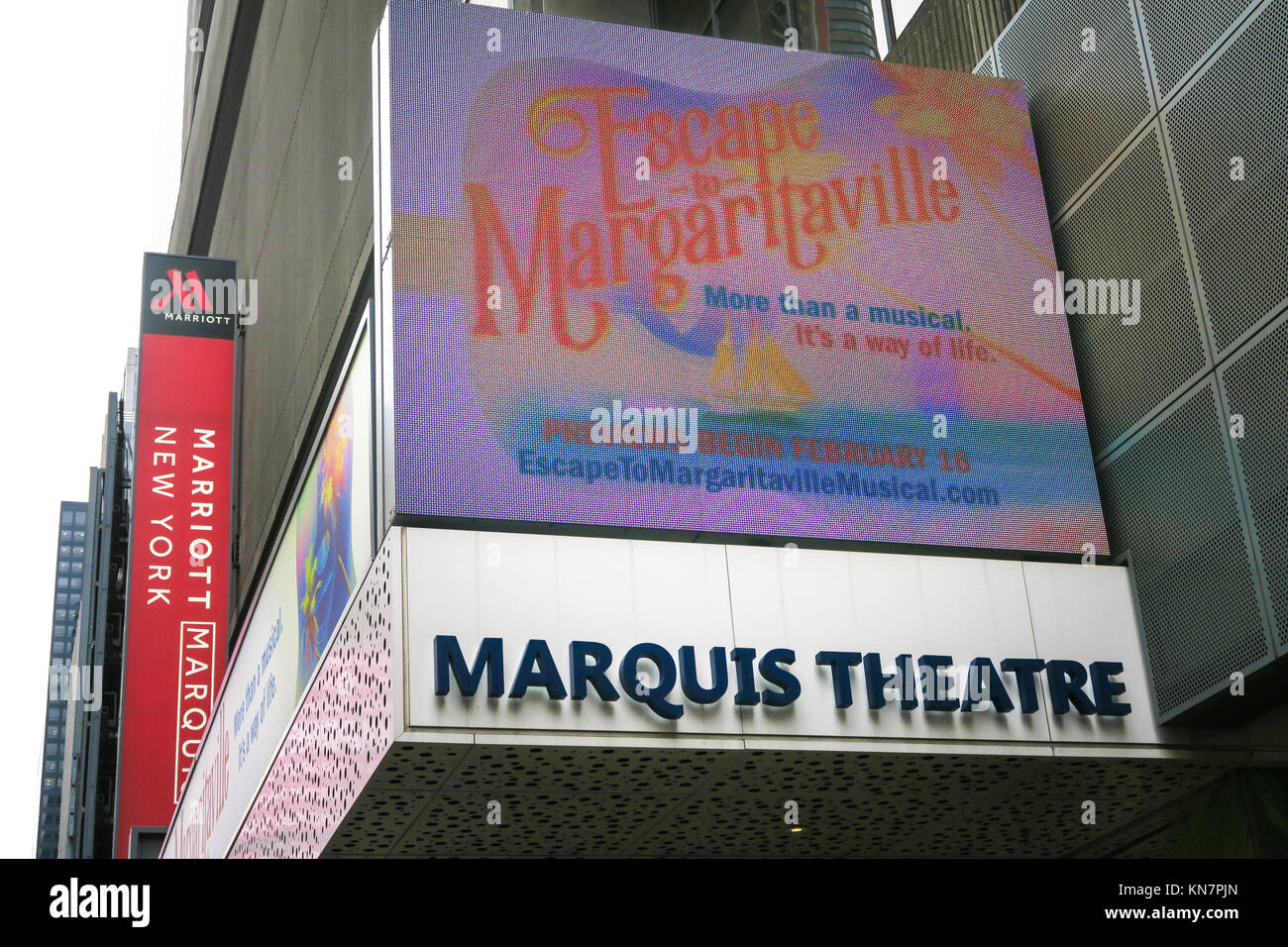 Escape To Margaritaville Marquee At The Marquis Theatre Times Square Nyc Usa Stock Photo Alamy