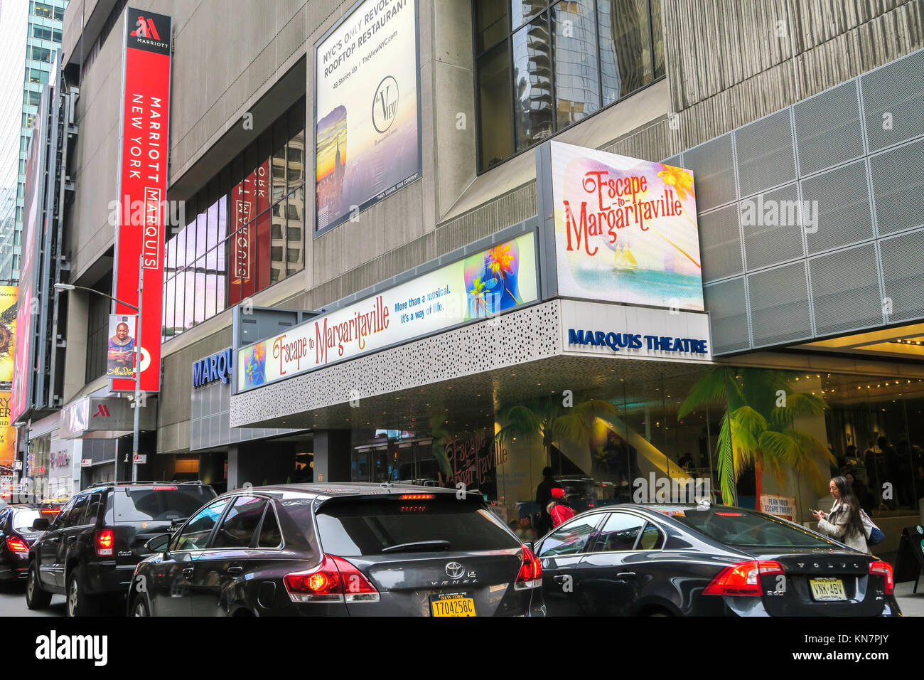 Escape to Margaritaville Marquee at the Marquis Theatre, Times Square, NYC, USA Stock Photo