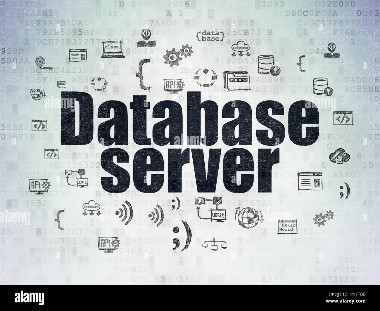 Programming concept: Database Server on Digital Data Paper background ...