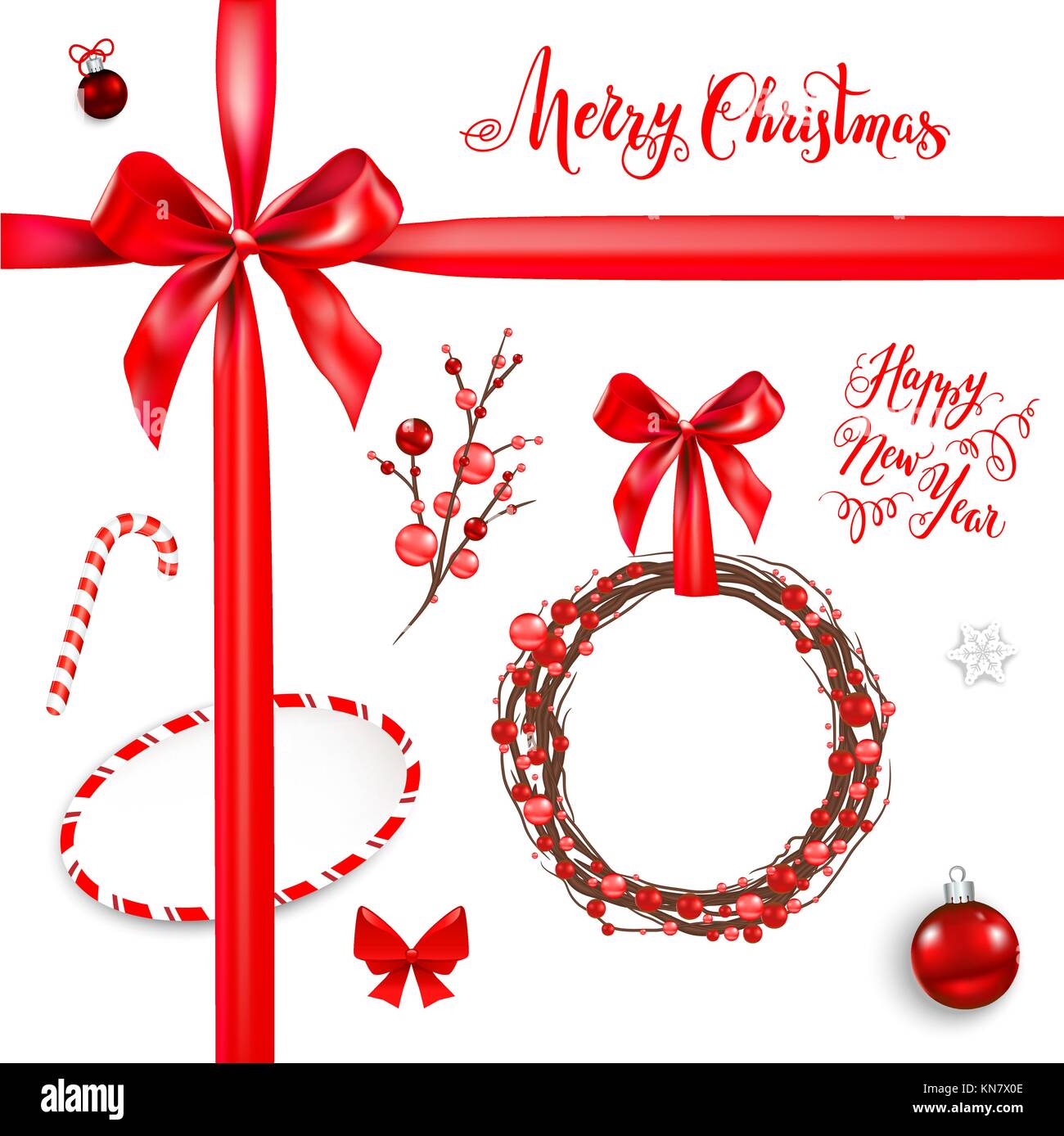 Christmas wreath vector ribbon hi-res stock photography and images - Alamy