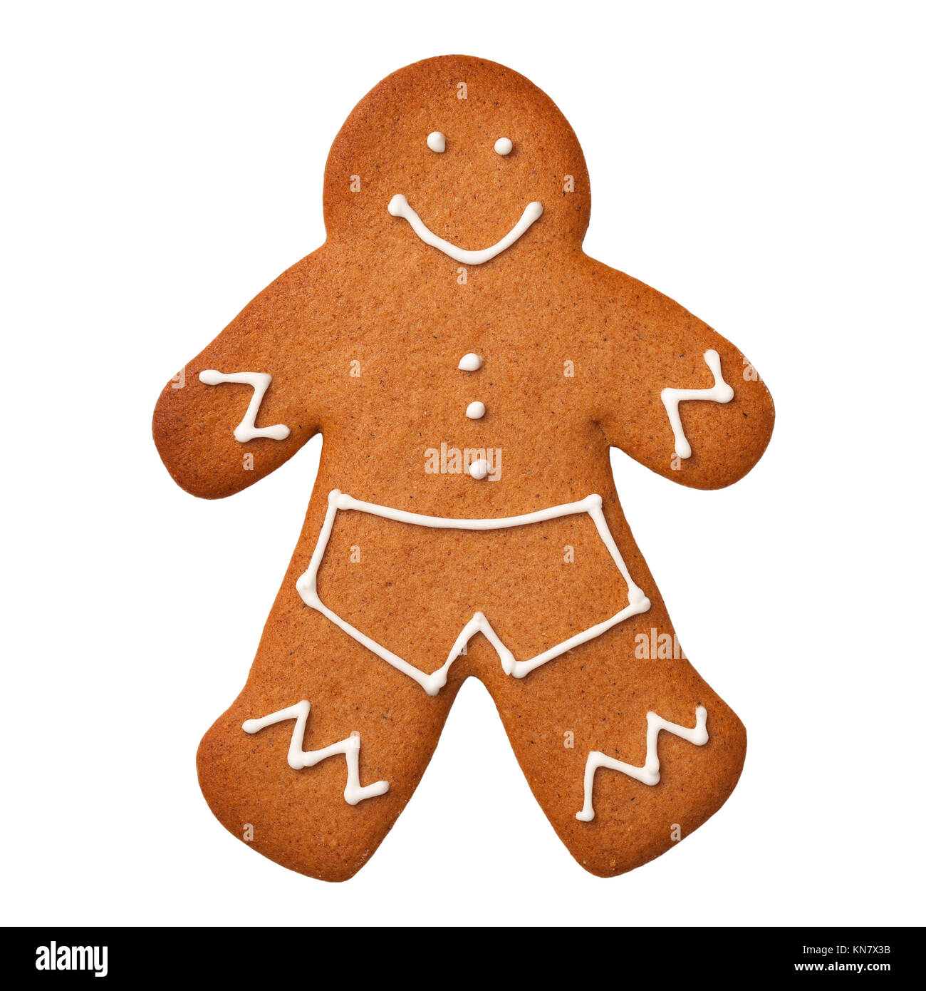 Gingerbread man isolated on white background. Top view Stock Photo - Alamy