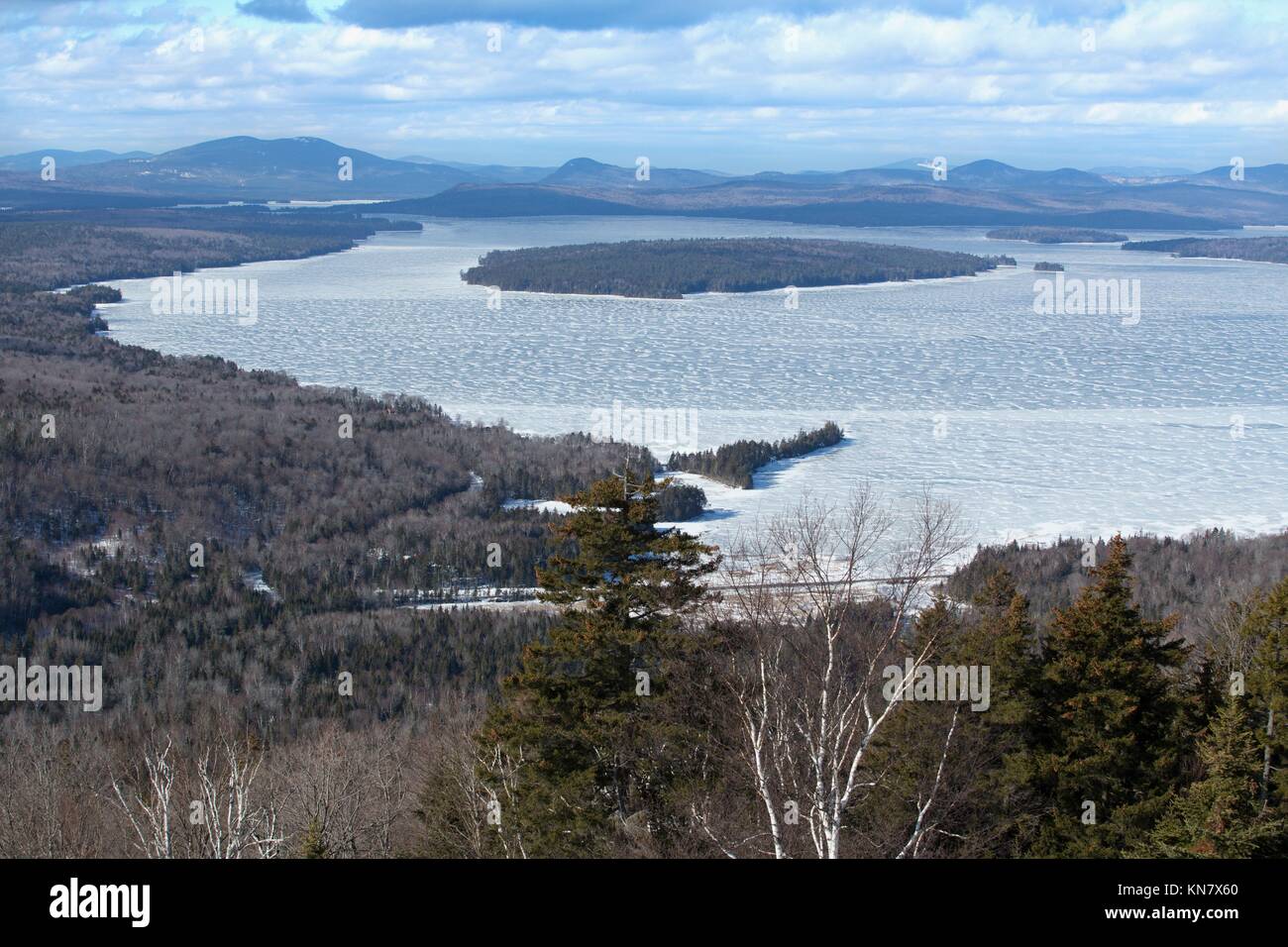 View of Mooselookmeguntic Lake in the winter, from the height of land
