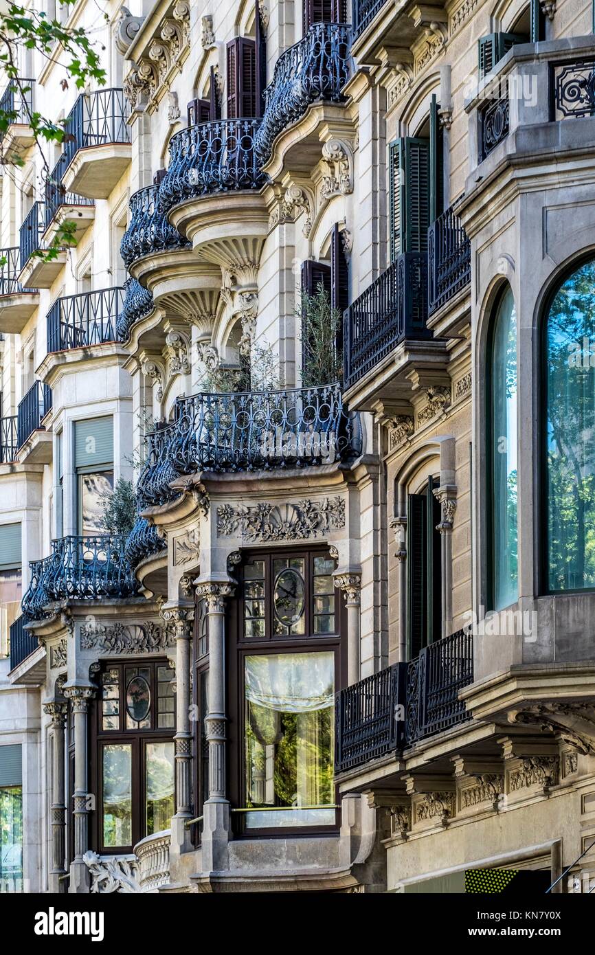 Modernism architecture in Paseo de Gracia Passeig de Gracia avenue