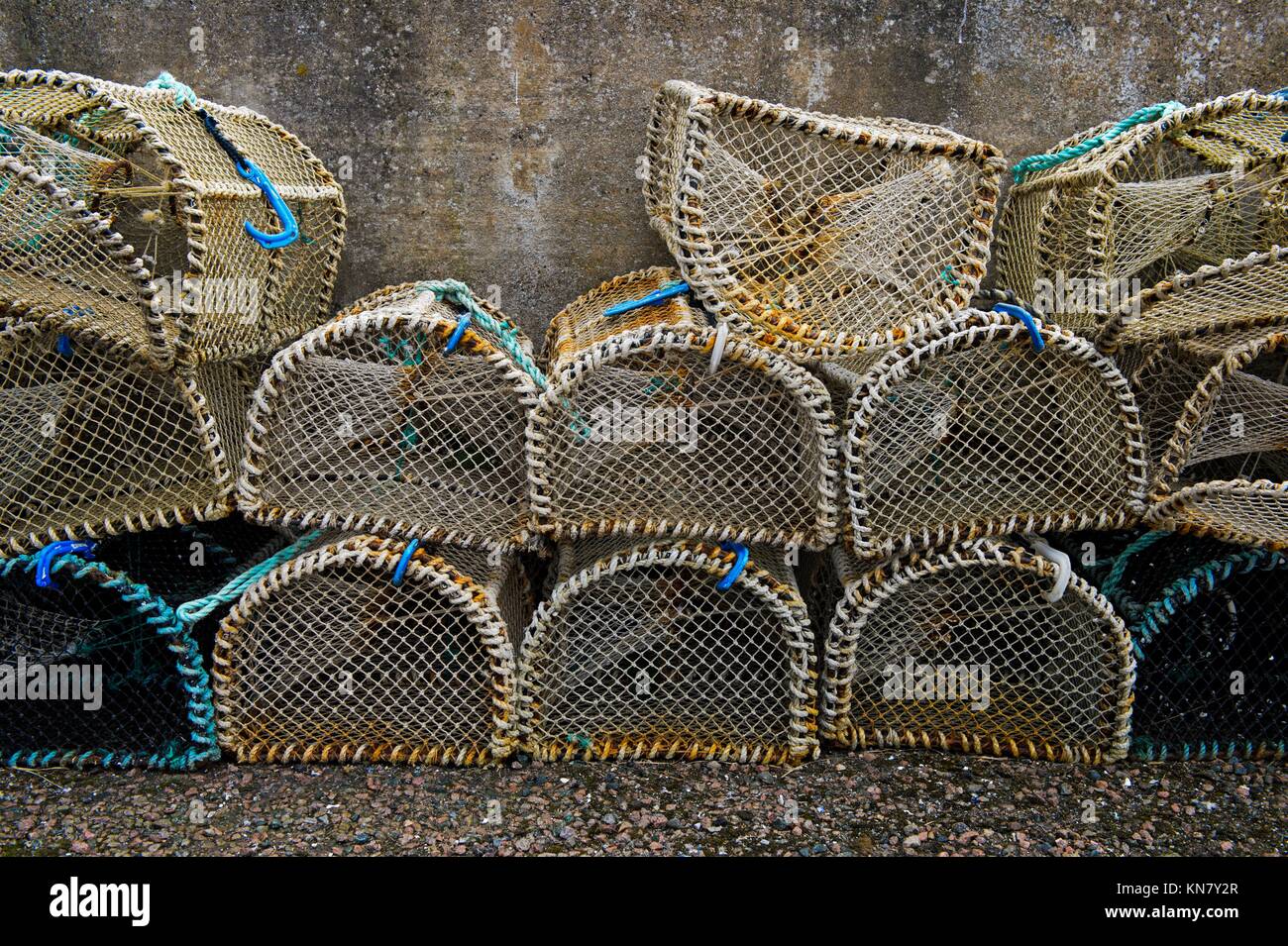 Empty fish traps, Gairloch, Scotland, Great Britain. Stock Photo