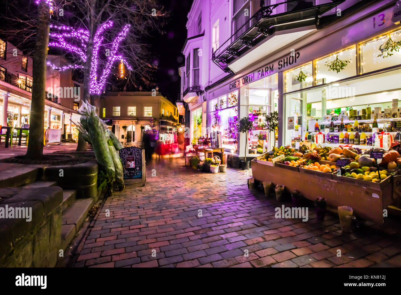 Royal Tunbridge Wells The Pantiles Dusk evening dark with shop lights
