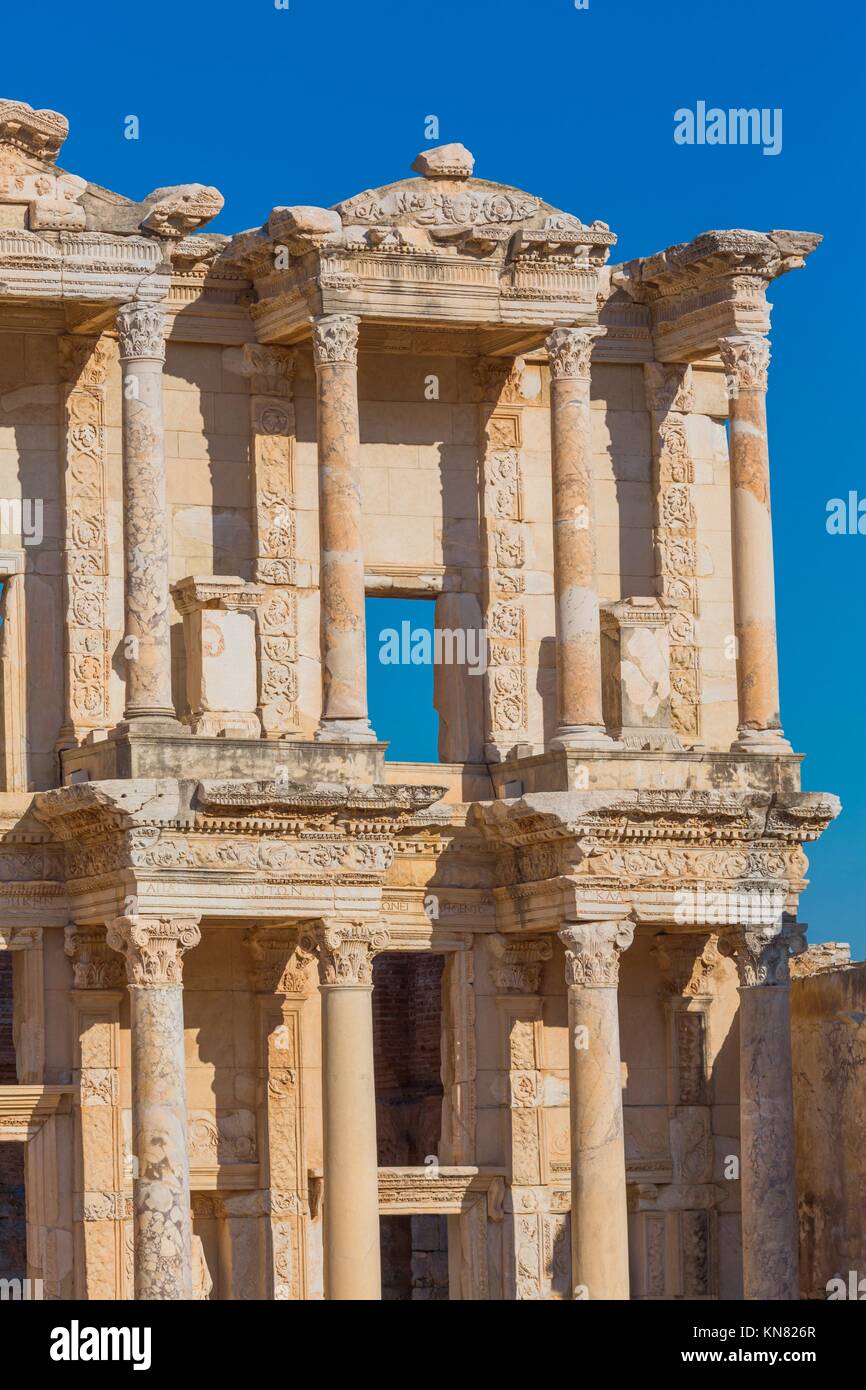 Library of Celsus, Ruins of ancient Ephesus, Selcuk, Izmir Province, Turkey. Stock Photo