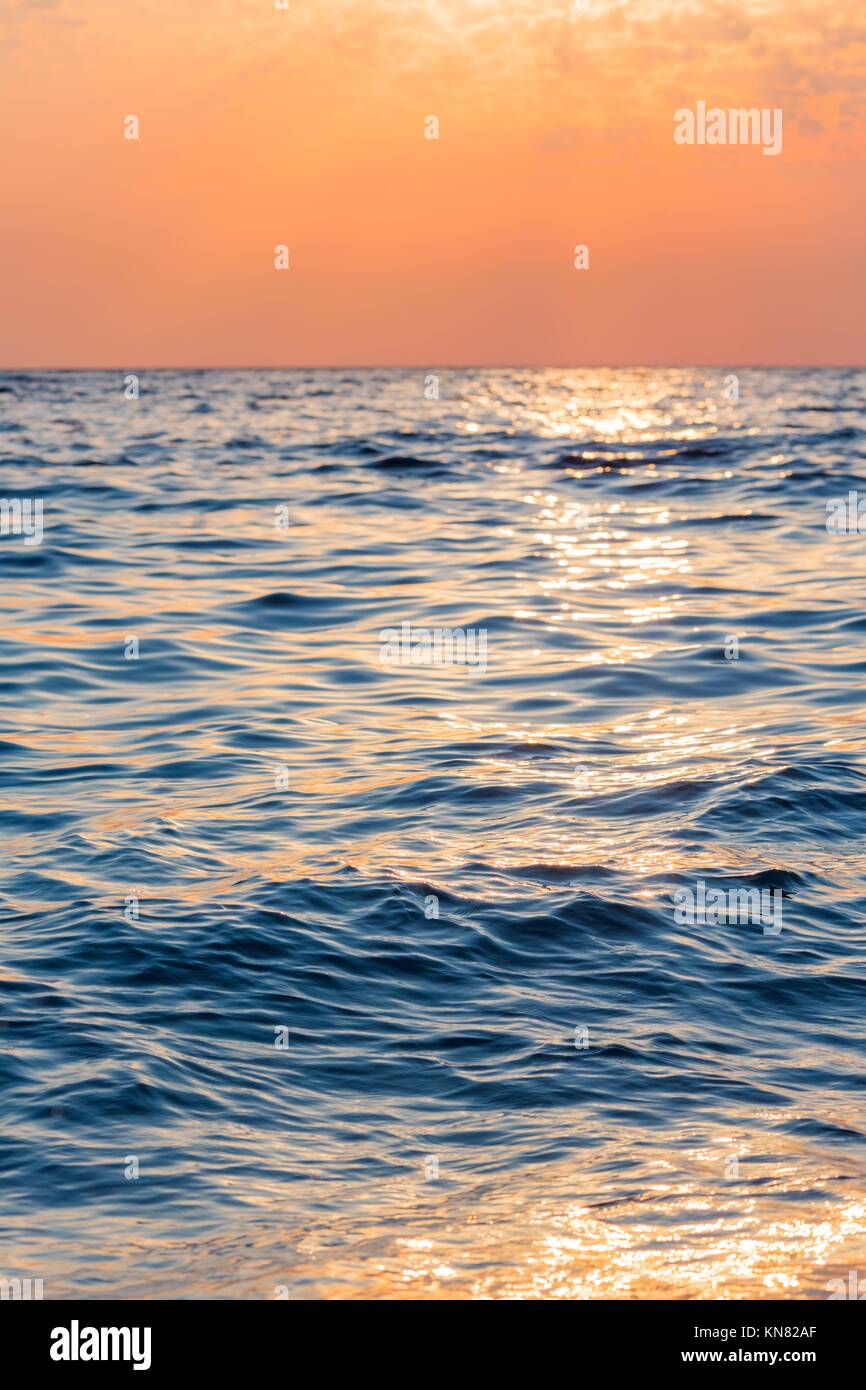 Colourful sunset over the sea with beautiful sky, Abkhazia, Black sea Stock Photo