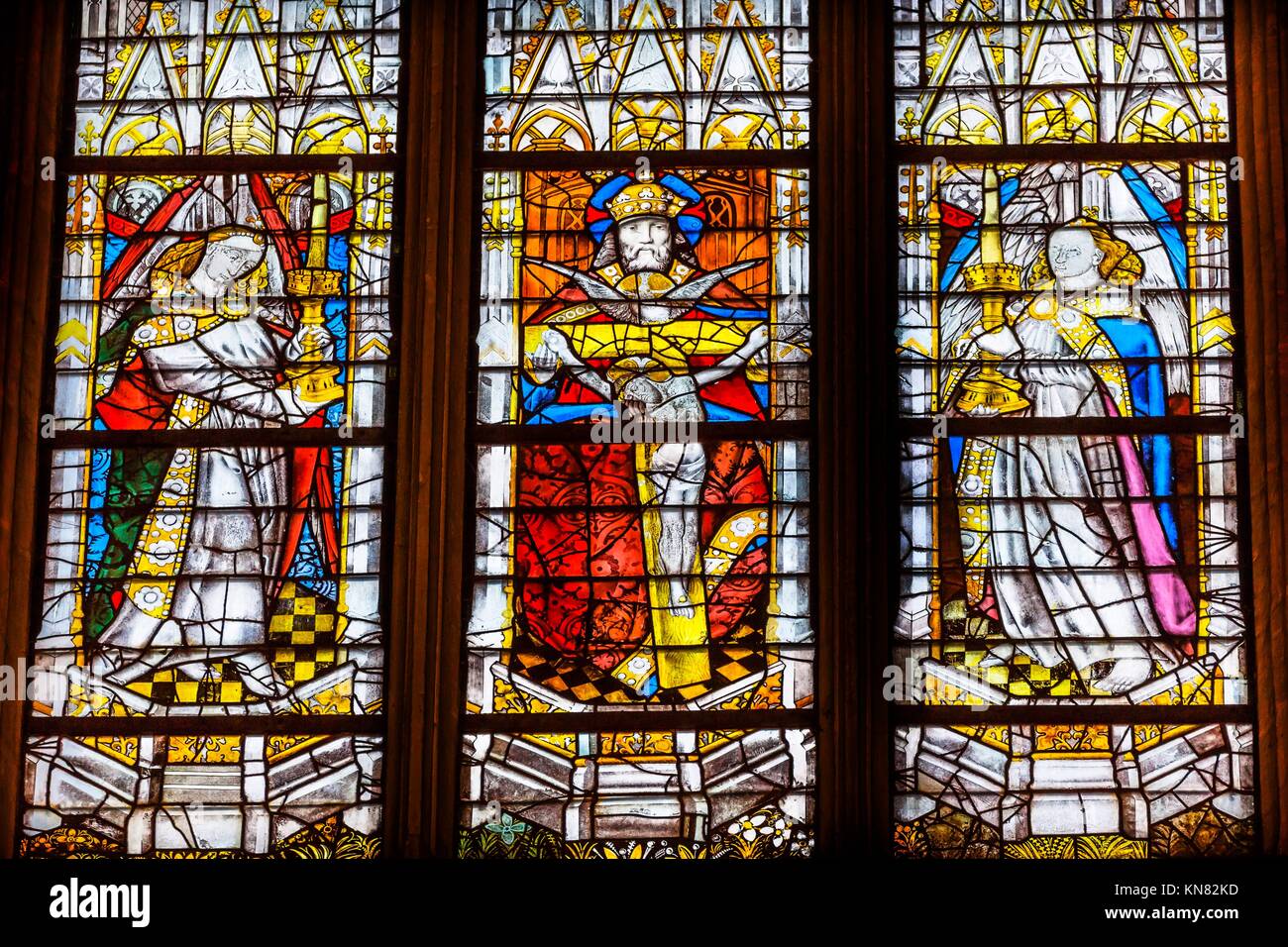 French King Stained Glass Saint Severin Church Paris France. Saint Severin one of oldest