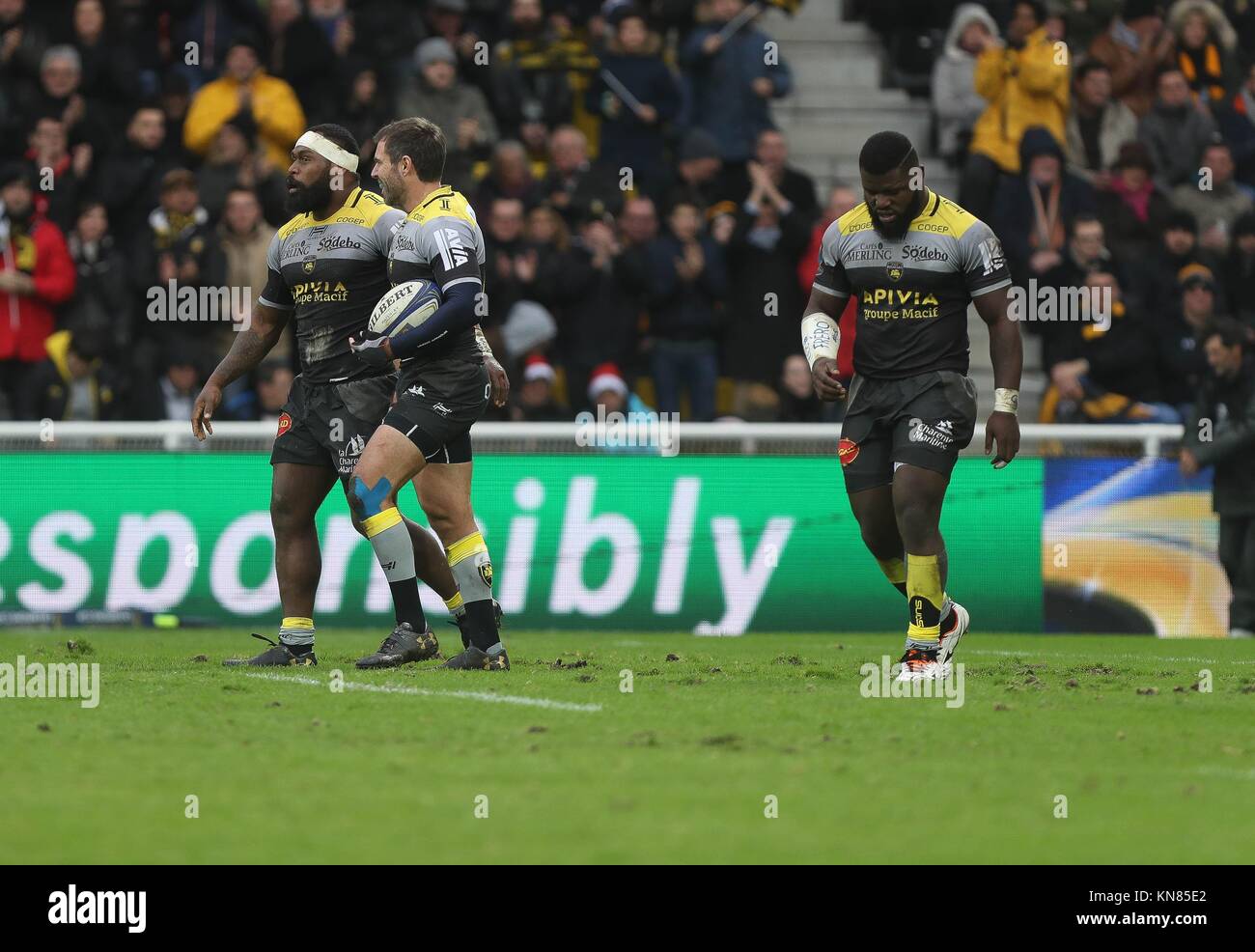 La Rochelle, France. 10th Dec, 2017. Celebration Essai Levani Botia (La Rochelle) during the European Rugby Champions Cup, Pool 1, Rugby Union match between La Rochelle and Wasps on December 10, 2017 at Marcel Deflandre stadium in La Rochelle, France - Photo Laurent Lairys/DPPI Credit: Laurent Lairys/Agence Locevaphotos/Alamy Live News Stock Photo
