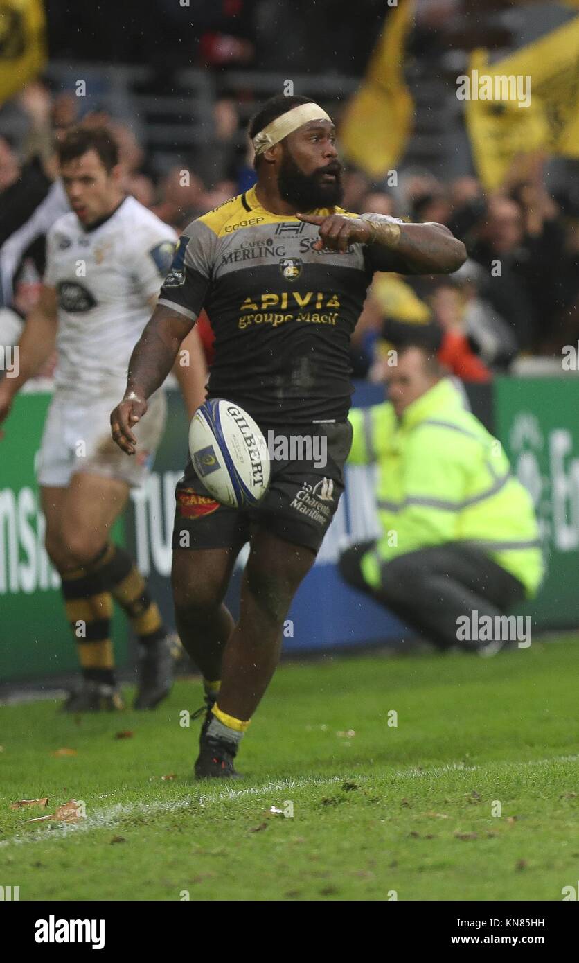 La Rochelle, France. 10th Dec, 2017. Levani Botia (La Rochelle ) during the European Rugby Champions Cup, Pool 1, Rugby Union match between La Rochelle and Wasps on December 10, 2017 at Marcel Deflandre stadium in La Rochelle, France - Photo Laurent Lairys/DPPI Credit: Laurent Lairys/Agence Locevaphotos/Alamy Live News Stock Photo