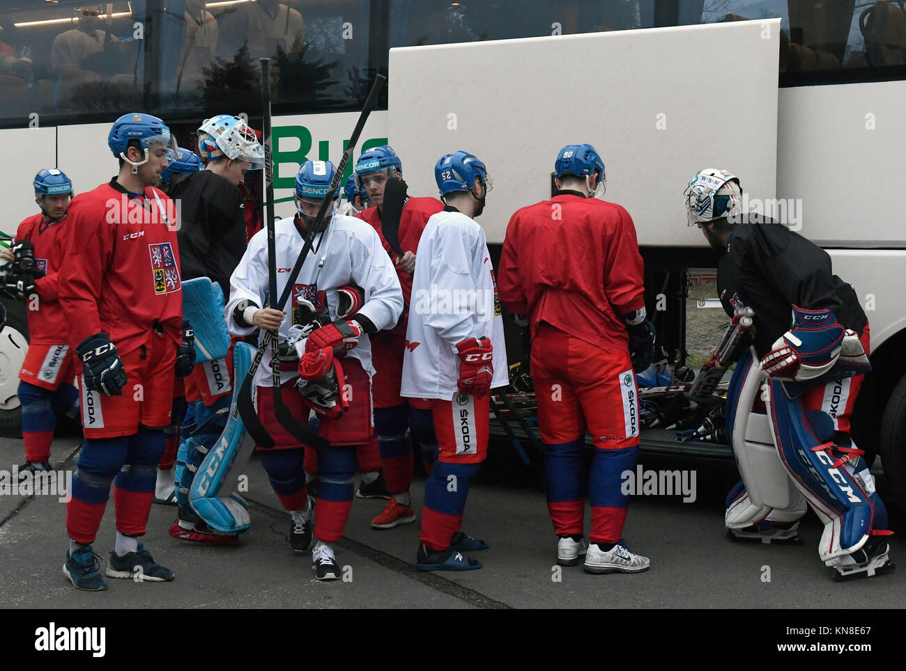 Czech National Team's training session prior to the Channel One Cup tournament of Euro Hockey Tour in Prague, Czech Republic, December 11, 2017. CTK Photo/Michal Krumphanzl) Stock Photo