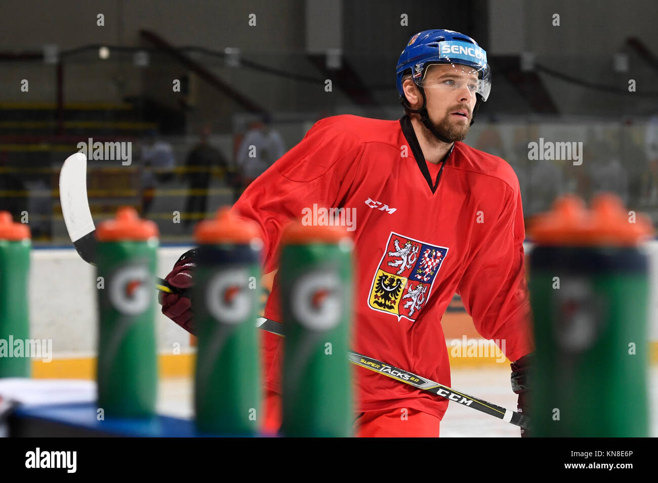 Zbynek Michalek attends Czech National Team's training session prior to the Channel One Cup tournament of Euro Hockey Tour in Prague, Czech Republic, December 11, 2017. CTK Photo/Michal Krumphanzl) Stock Photo