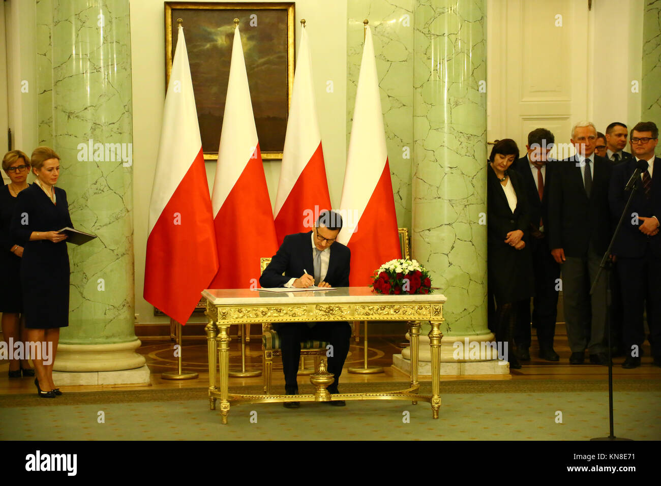 Warsaw, Poland. 11th Dec, 2017.  President Duda appoints new Prime Minister Mateusz Morawiecki and new Council of Ministers with ceremony at Presidential Palace. Previous Prime Minister Beata Szydlo declared her dismission on Friday (8th December 2017). Credit: Jake Ratz/Alamy Live News Stock Photo