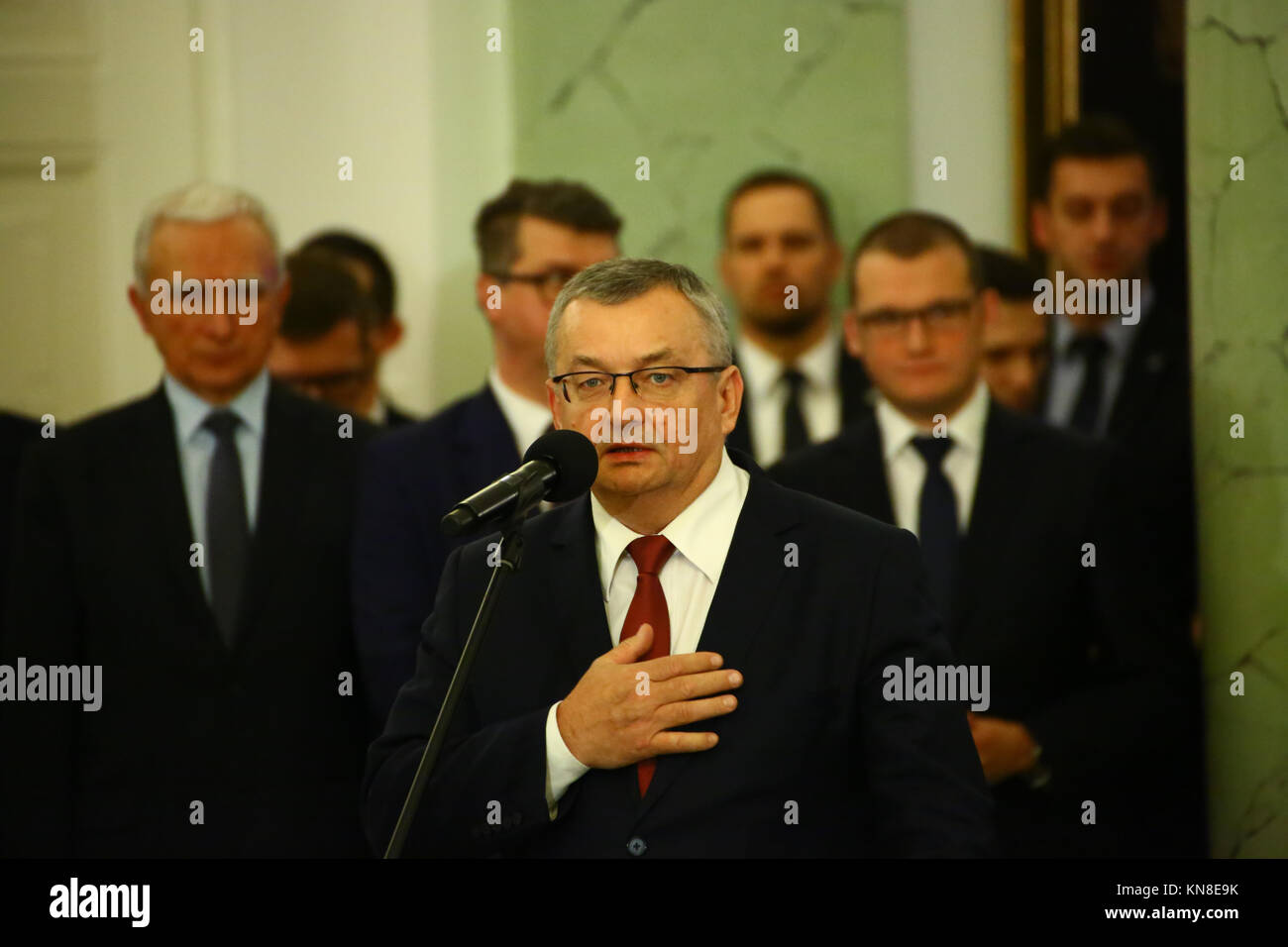 Warsaw, Poland. 11th Dec, 2017.  President Duda appoints new Prime Minister Mateusz Morawiecki and new Council of Ministers with ceremony at Presidential Palace. Previous Prime Minister Beata Szydlo declared her dismission on Friday (8th December 2017). Credit: Jake Ratz/Alamy Live News Stock Photo