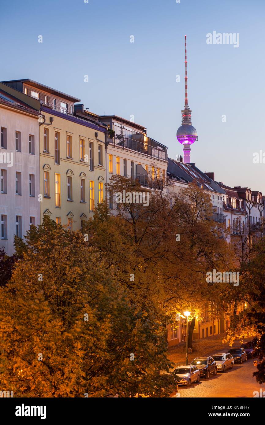 Apartments in Berlin's Prenzlauer Berg neighborhood with Fernsehturm