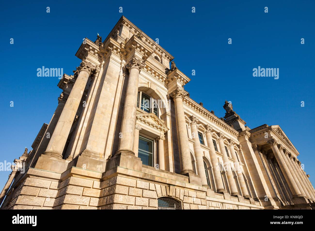 The German Federal Parliament (Reichstag) building in Berlin. Stock Photo