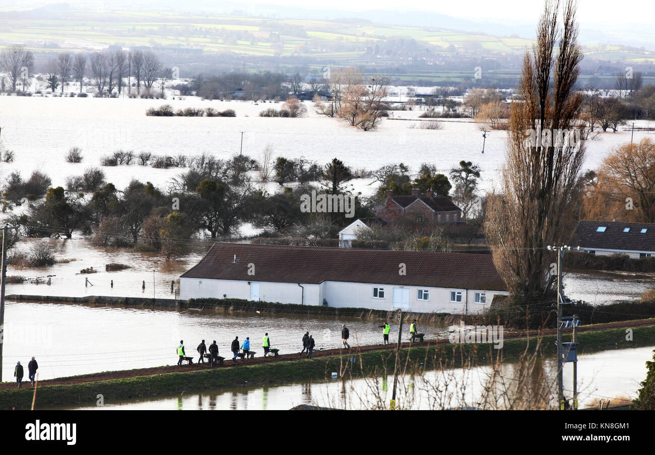 Flooding on the Somerset levels February 2014 Stock Photo