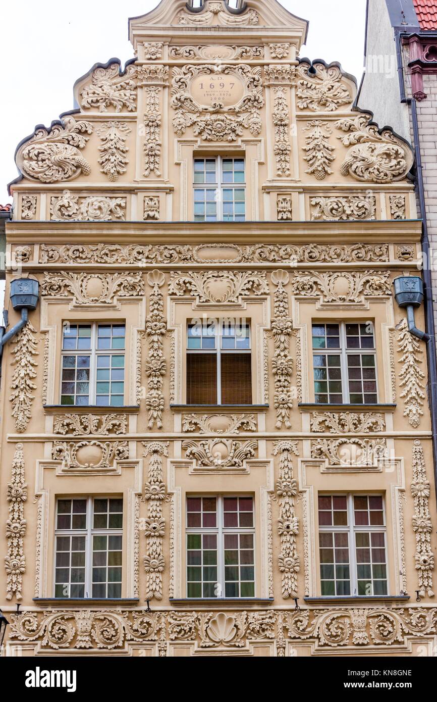 House under star, Old Town Square, Torun, KuyaviaPomerania, Poland