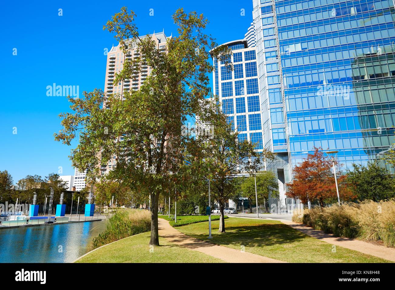 Houston Discovery Green Park In Downtown Texas Stock Photo Alamy