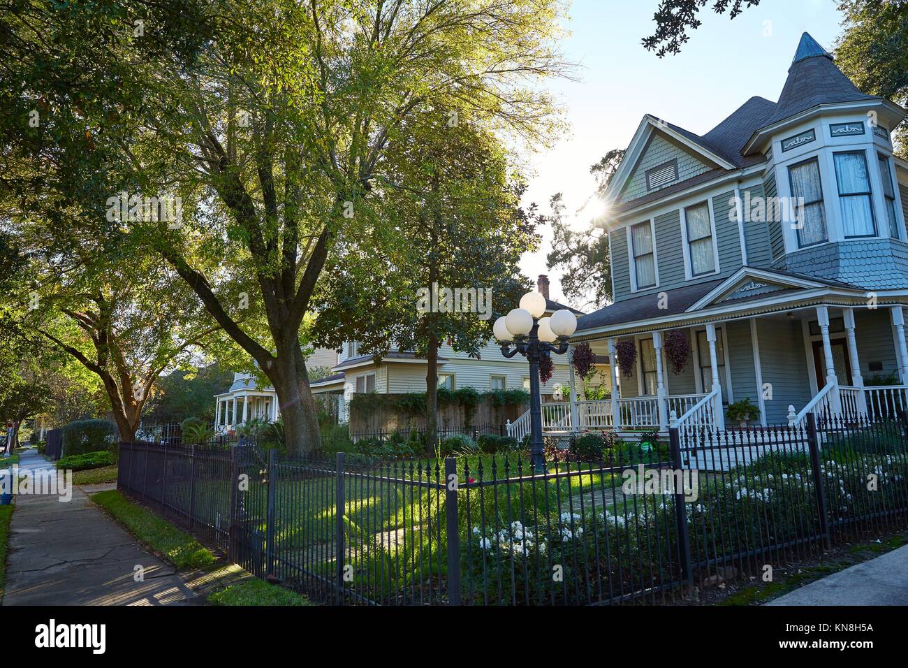 Houston heights victorian style houses in Texas Stock Photo Alamy