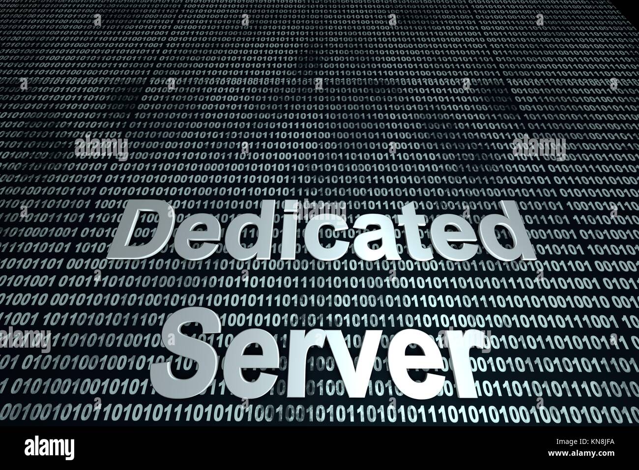 The word server in front of a binary background symbolizing the digital