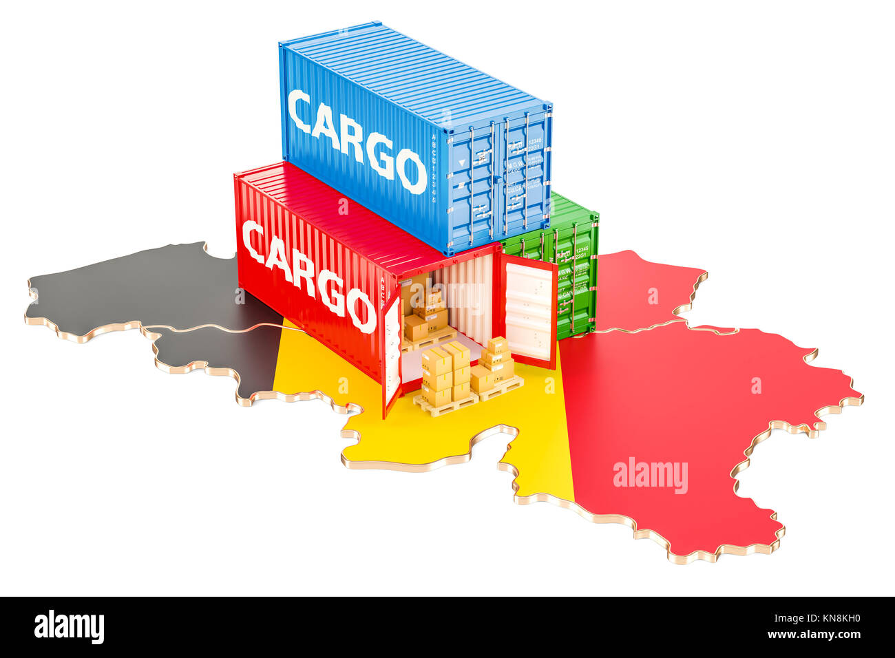 Cargo Shipping and Delivery from Belgium isolated on white background