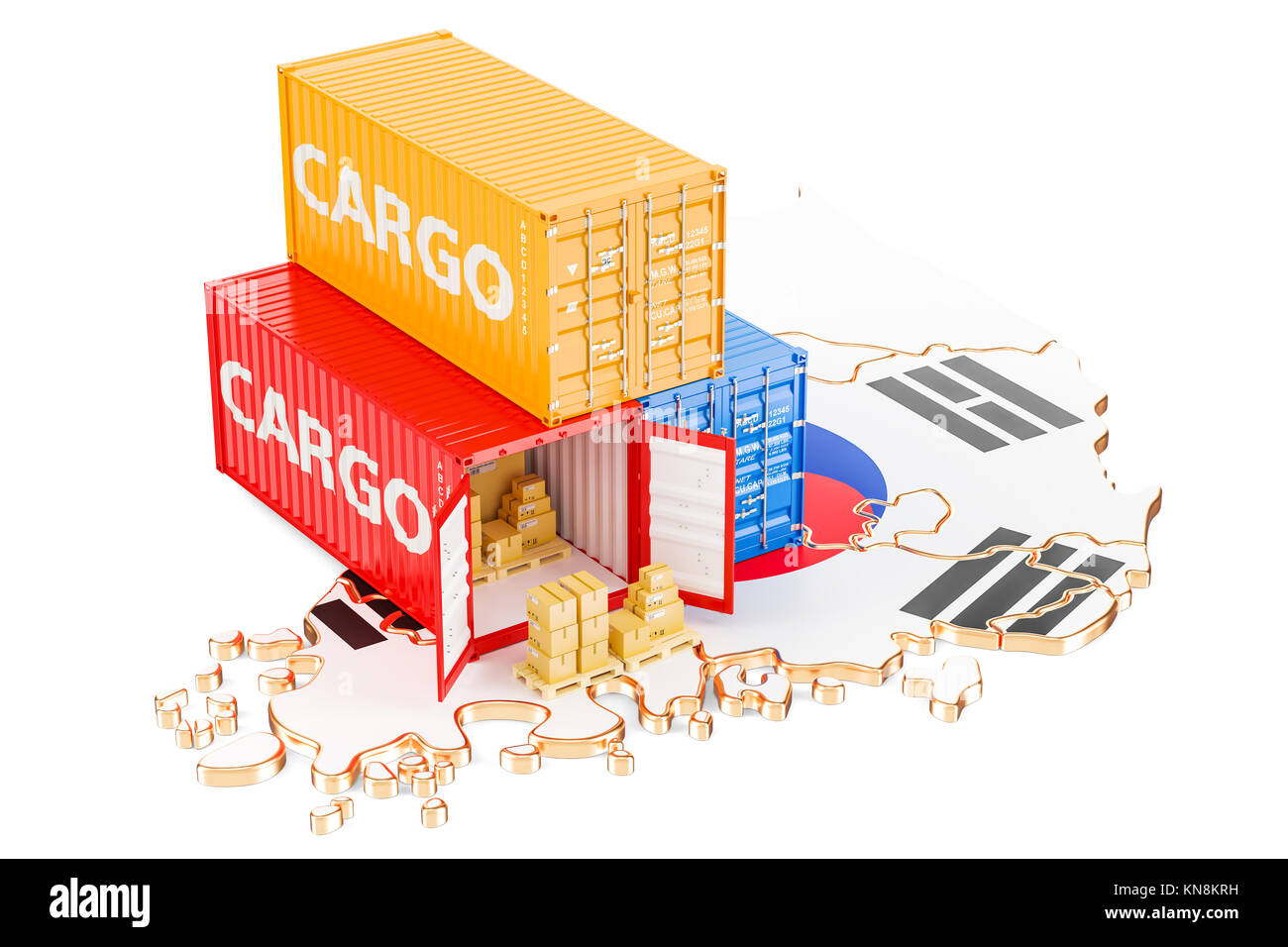 Cargo Shipping and Delivery from South Korea isolated on white