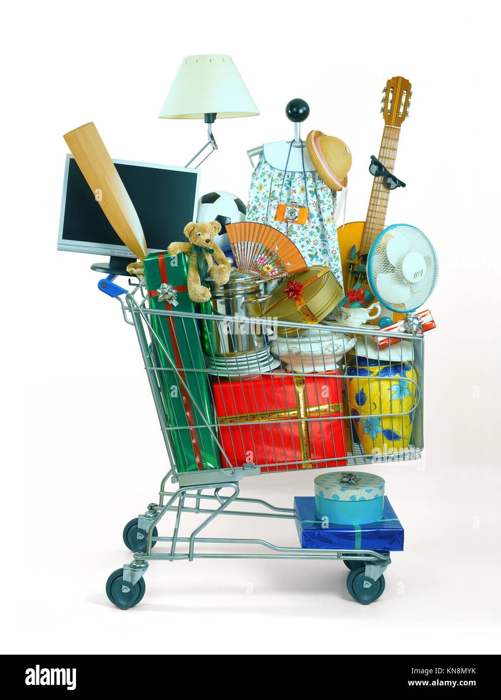 shopping cart full of things Stock Photo Alamy