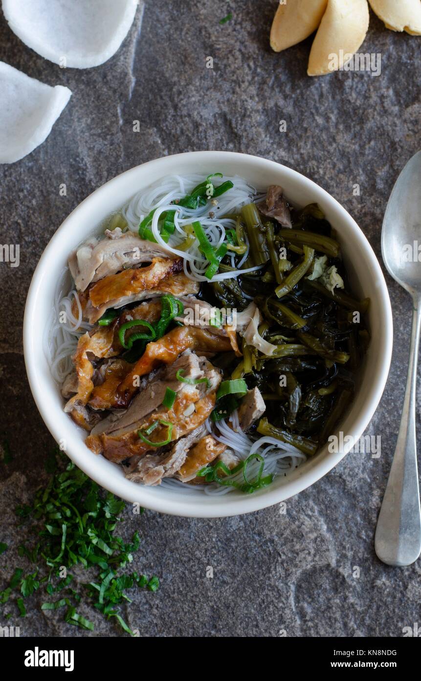 Shredded roast duck with cabbage and rice noodles Stock Photo Alamy