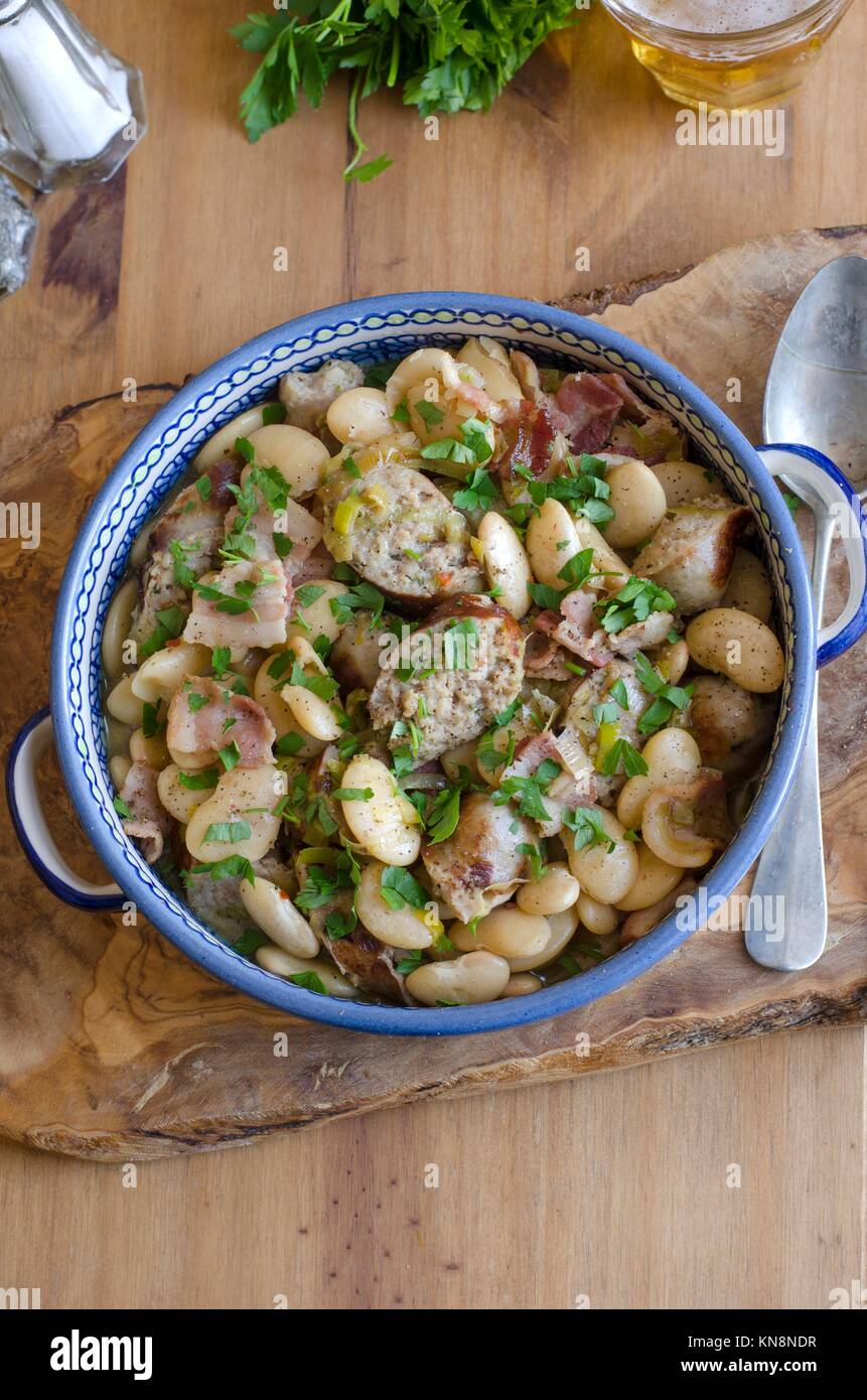 Cumberland sausage and butter bean casserole Stock Photo Alamy