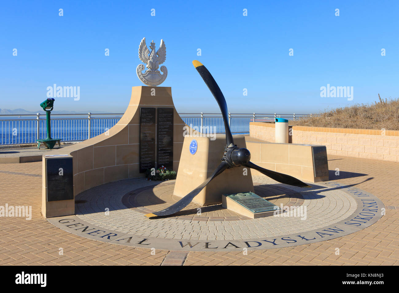The Sikorski Memorial that commemorates the 1943 B-24 crash that killed General Wladyslaw Sikorski (1881-1943) at Europa Point in Gibraltar Stock Photo