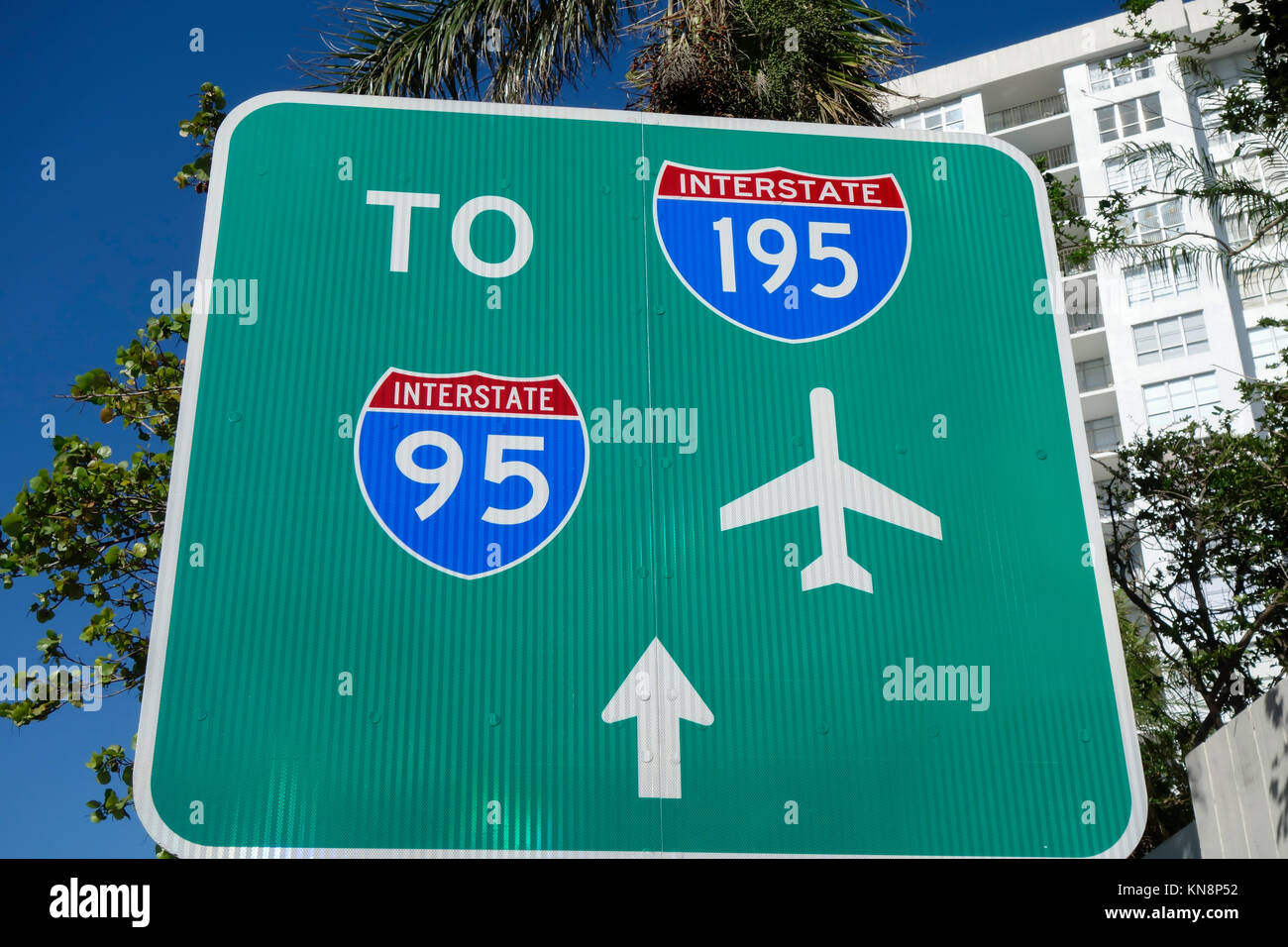 Highway sign in Miami, Florida, USA Stock Photo