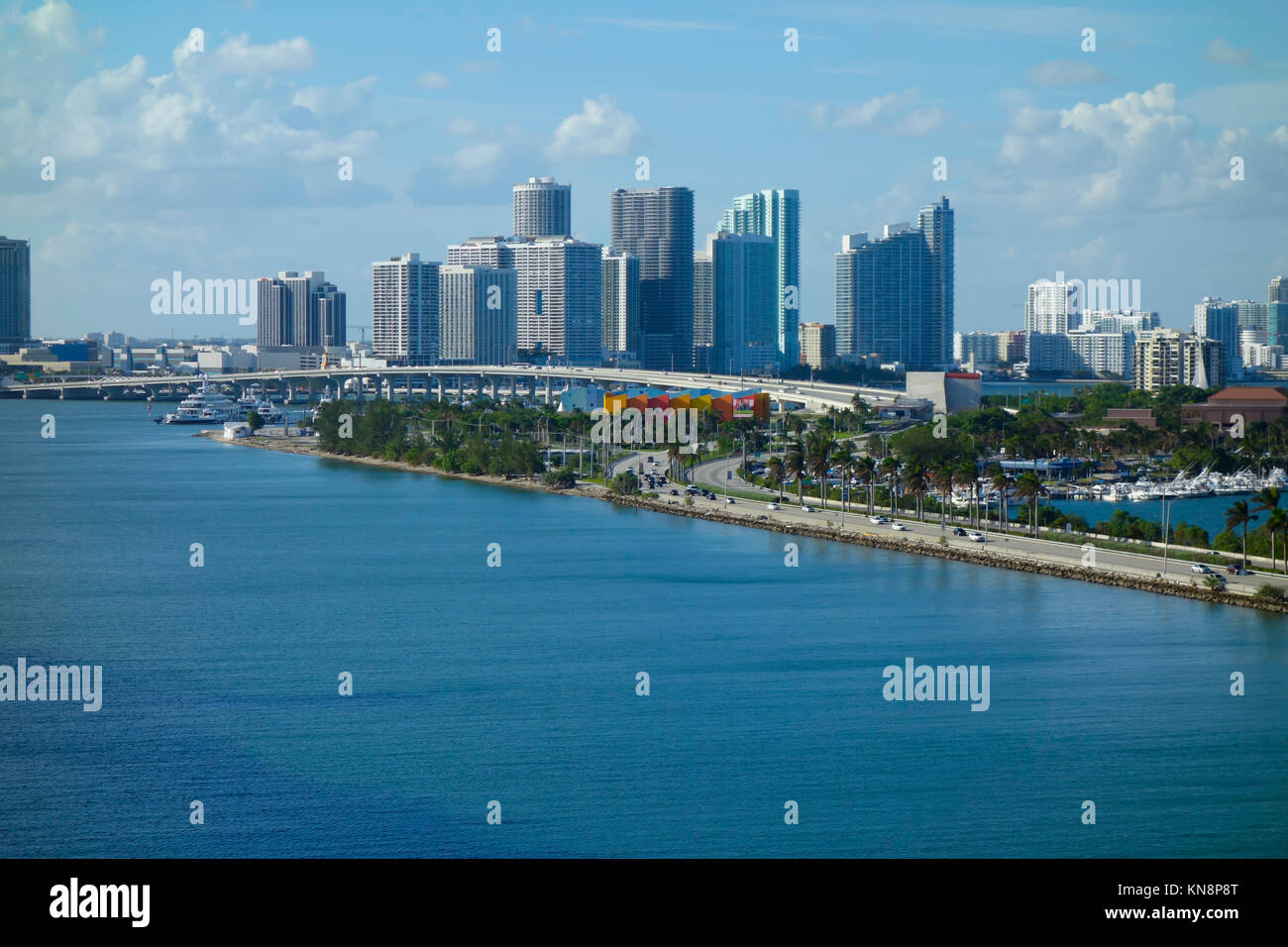 Aerial view of Miami Beach with highway in foreground Stock Photo - Alamy