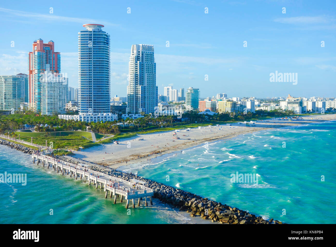 Aerial view of South Miami Beach with luxury apartments and buildings