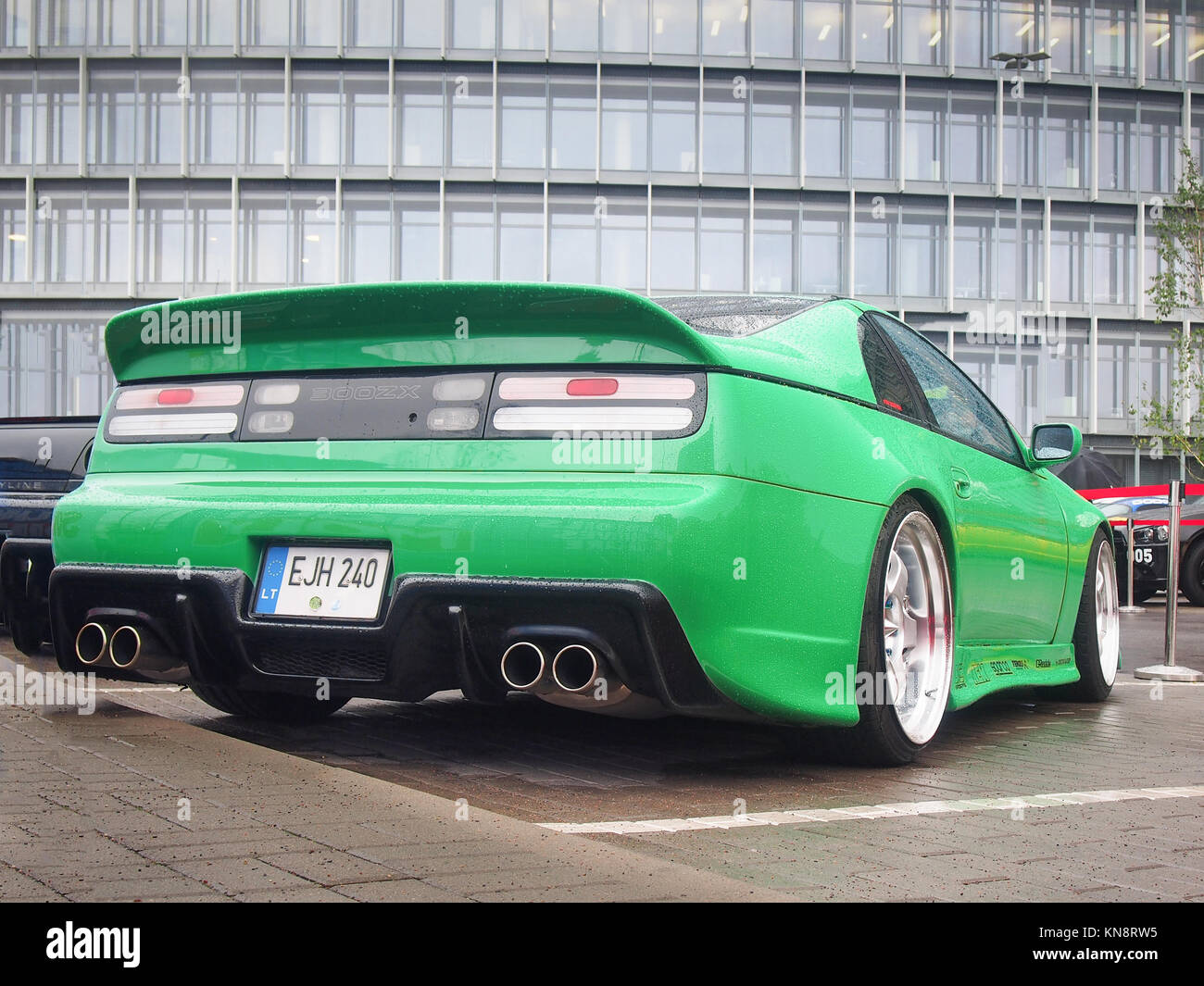 VILNIUS, LITHUANIA-AUGUST 20, 2017: Green Nissan 300 ZX Z 32 in the rain. The 300ZX was sold within the Japanese domestic market under the name Fairla Stock Photo