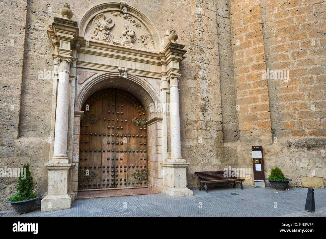 Loja Incarnation Church door. Granada. Stock Photo