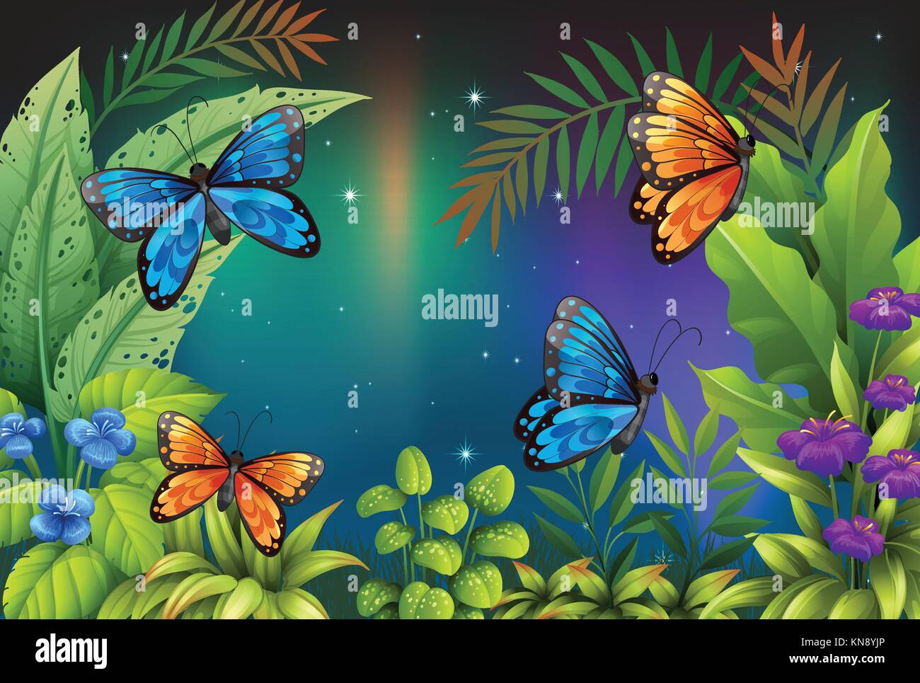 Butterfly Cartoon Images In The Garden