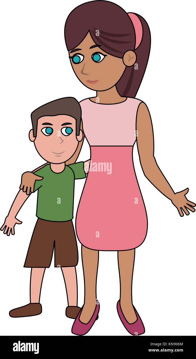 Mother And Son Cartoon Illustration About Cartoon Illustration Of