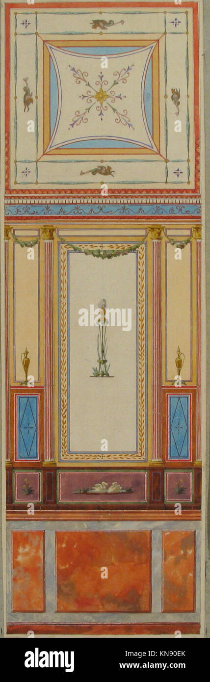 Design For Wall Paneling And Ceiling In Pompeiian Style