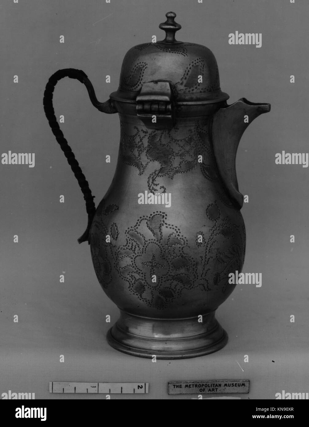 Coffee pot MET 18393 189115 German, Coffee pot, early 18th century, Pewter, H. 7 7/8 in.  (20 cm); Diam. 3 1/2 in. (8.9 cm). The Metropolitan Museum of Art, New York. Rogers Fund, 1906 (06.820) Stock Photo