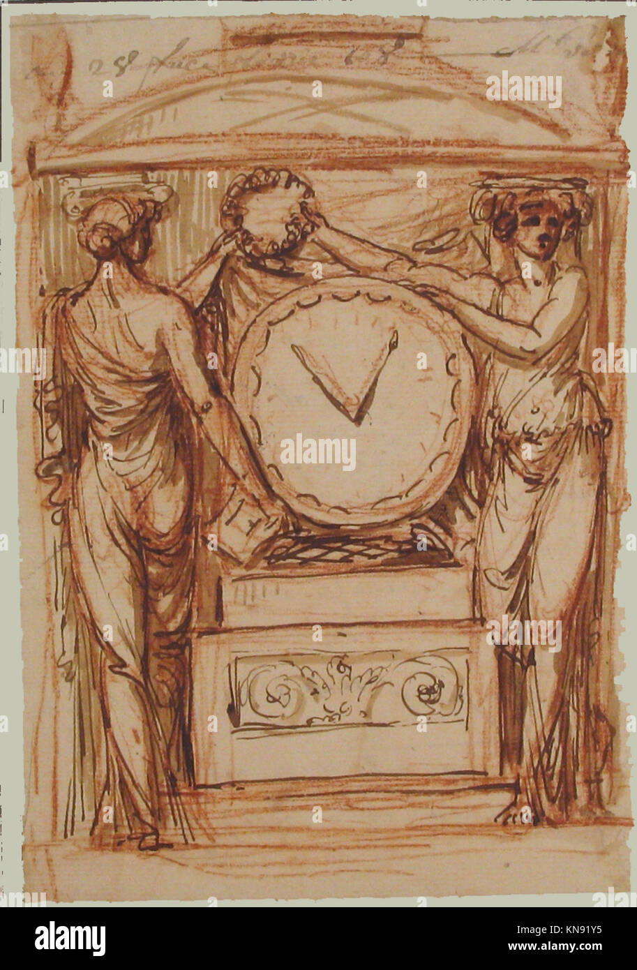 This design represents a historical clock, illustrating the structure ...