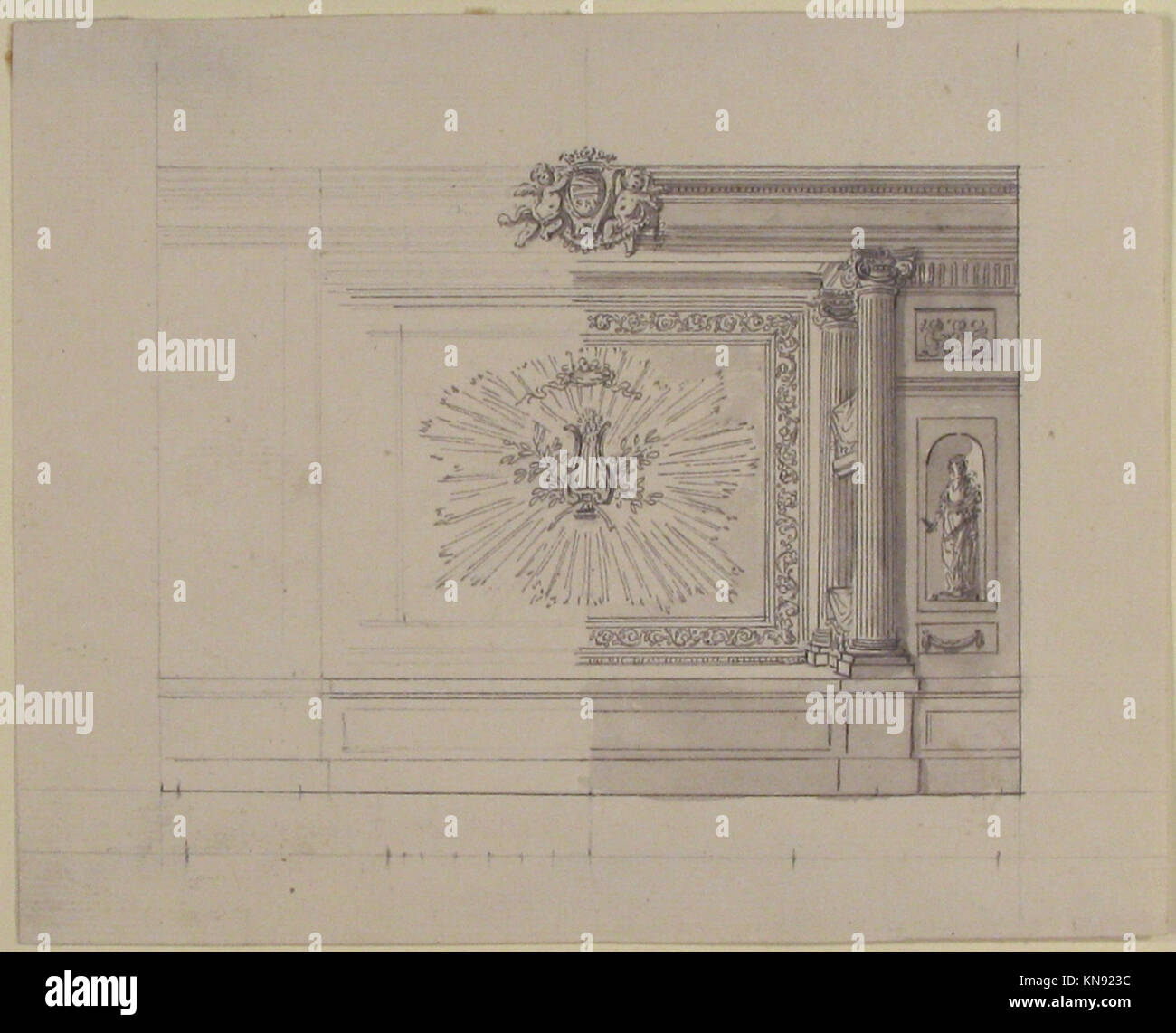 Structural Image Decor This wall decoration design features intricate motifs and structural ...