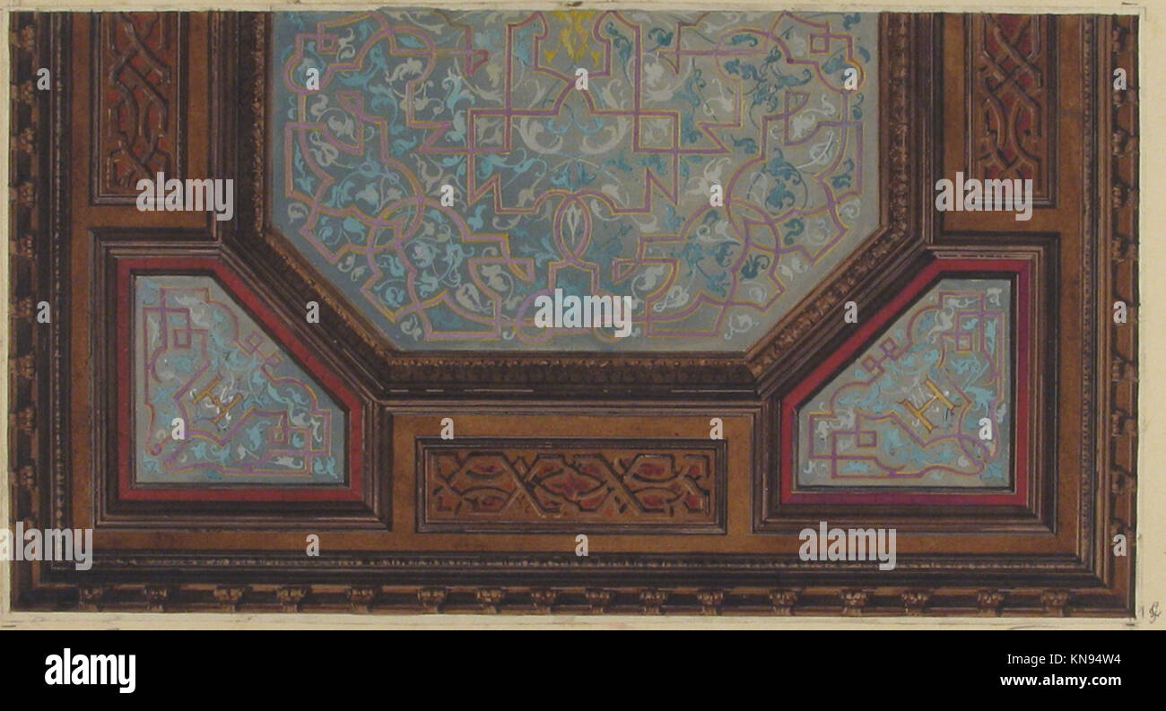 Design For The Painted Decoration Of A Coffered Ceiling With The