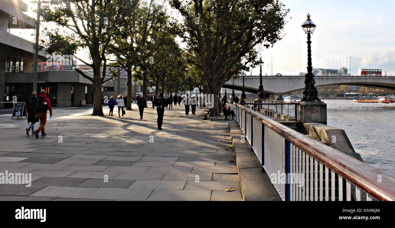 The South Bank in London by the River Thames. Stock Photo