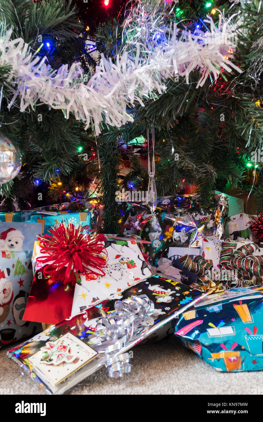 Christmas presents under the Christmas tree Stock Photo Alamy