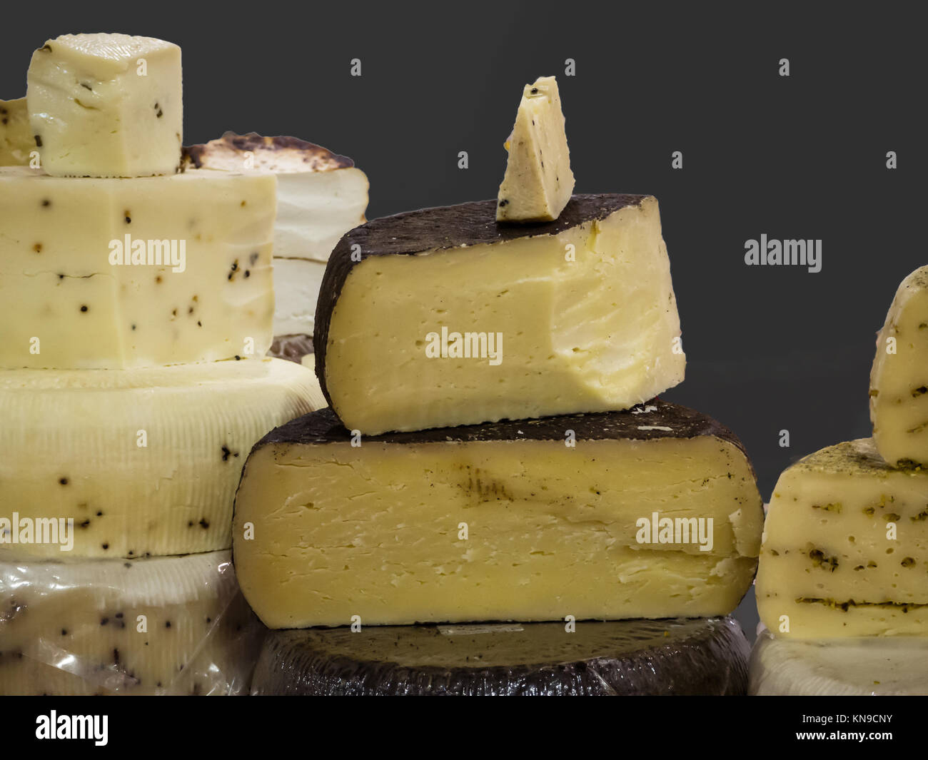 different types of Italian artisan cheeses Stock Photo Alamy